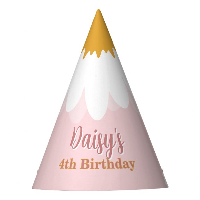 Chapéu De Festa Daisy Rosa Aniversário de Qualquer Idade  (Frente)
