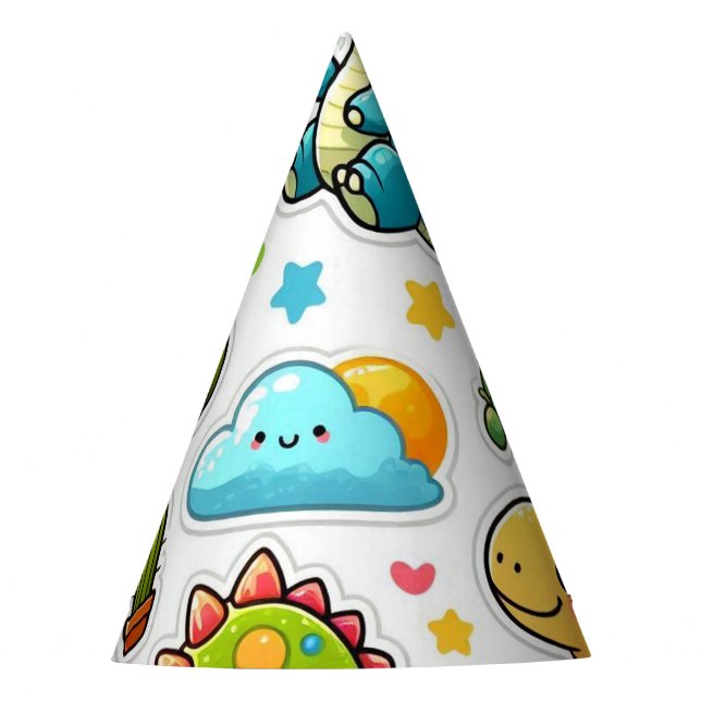 chapéu de festa de aniversário de dinossauros feli (Frente)