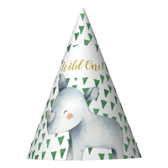 Chapéu de Festa de aniversário Safari Rhino Selvag (Frente)