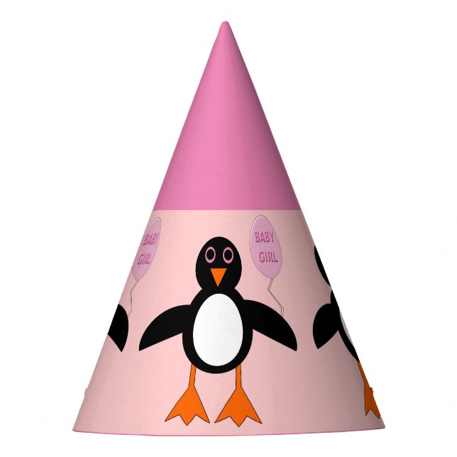 Chapéu de Festa de Pinguim Menina Rosa Fofa (Frente)