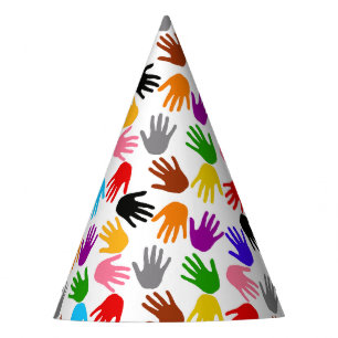 Chapéu De Festa Design de padrão de impressão de mão colorida bran