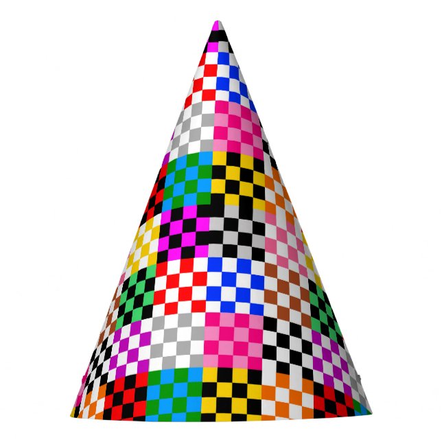 Chapéu De Festa Design de padrão de verificação de patch multicolo (Frente)