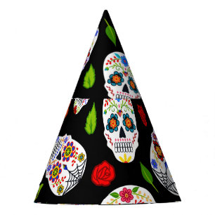 Chapéu De Festa Dia Los Muertos: padrão de crânios de açúcar.