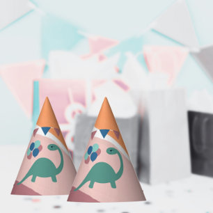 Chapéu De Festa Dinosaur birthday balloons banner neutral