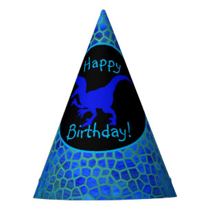 Chapéu De Festa Dinossauro Azul Esconde Feliz Aniversário!