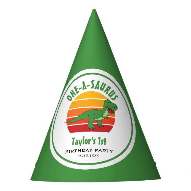 Chapéu De Festa Dinossauro Um-A-Surus primeiro aniversario Neutro  (Frente)