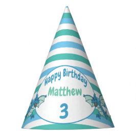 Chapéu De Festa Dinossauros Azuis e Verdes e Dragões