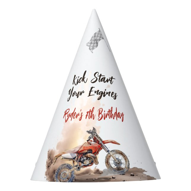 Chapéu De Festa Dirt Bike Any Age Birthday (Frente)