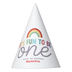 Chapéu De Festa Diversão Arco-íris das Meninas para ser Um 1º Aniv