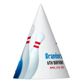 Chapéu De Festa Diversão Azul e Boliche Vermelha Crianças 6 de Ani