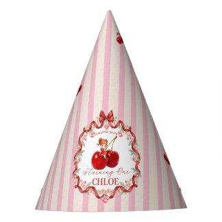 Chapéu De Festa Doce Cereja Coquette Fita Aniversário Rosa Menina