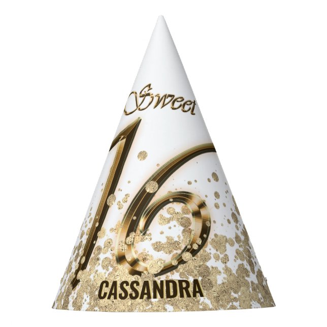 Chapéu De Festa Doce Dezesseis Folhas Douradas (Frente)