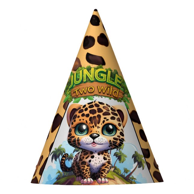 Chapéu De Festa Dois Selvagens, Gato Selvagem, Impressão Leopardo, (Frente)