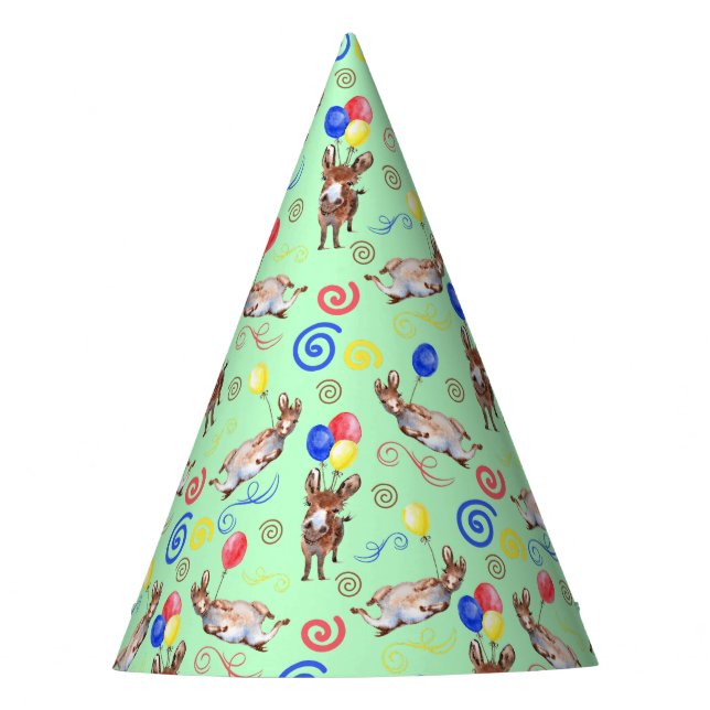 Chapéu De Festa Donkey Birthday Party Hat in Green (Frente)