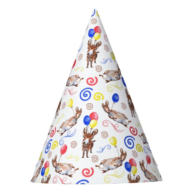 Chapéu De Festa Donkey Birthday Party Hat in White (Frente)