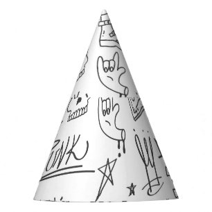 Chapéu De Festa Doodles de grafite: Punk Music Scribble