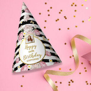 Chapéu De Festa Dourada borboleta Floral Tema Feliz Aniversário F