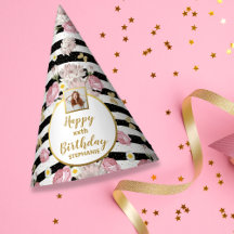 Dourada borboleta Floral Tema Feliz Aniversário Fo