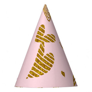 Chapéu De Festa Dourado brilho dos corações: padrão de fundo rosa