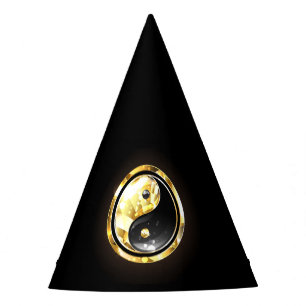 Chapéu De Festa Dourado Yin Yang a preto