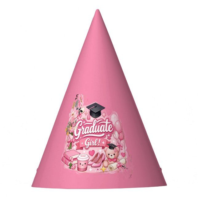 Chapéu De Festa Elegant Pink Floral Graduation Party hat (Frente)