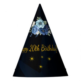 Chapéu De Festa Elegante Azul Real e Dourado 20º Aniversário 