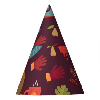 Chapéu De Festa Elementos do outono, fundo escuro, colheita