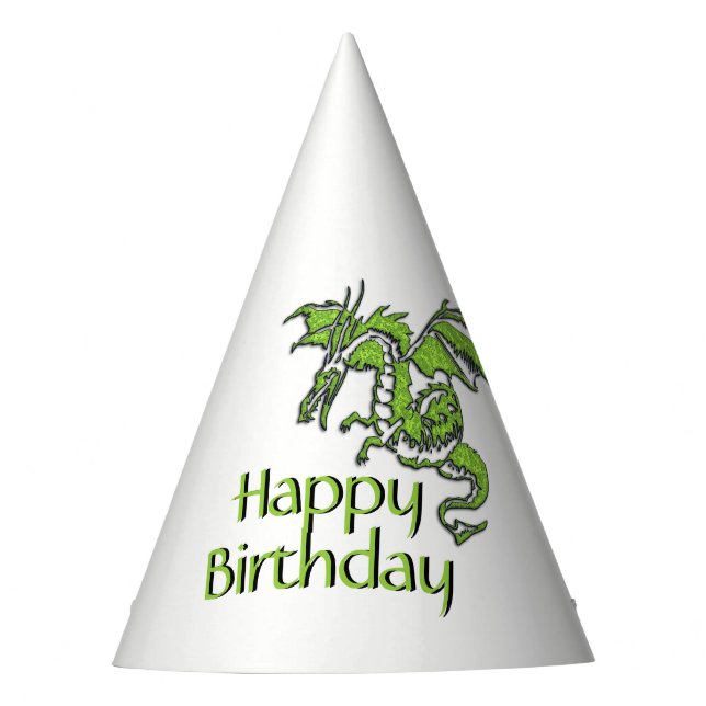 Chapéu De Festa Emerald Green Dragon Birthday (Frente)