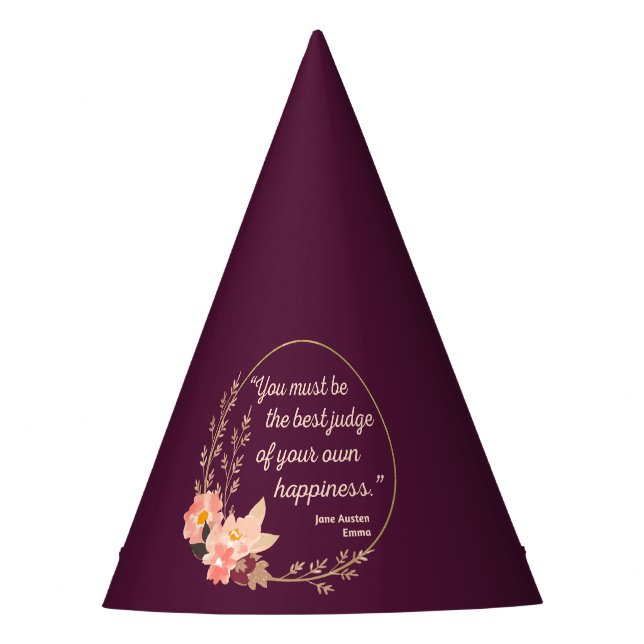 Chapéu De Festa Emma Por Jane Austen Citação I - Estilo Bonito (Frente)