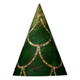 Chapéu De Festa Escamas de Peixe de Sereia Brilho Verde e Dourado
