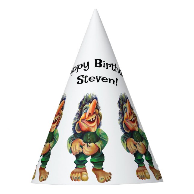 Chapéu De Festa Estandinava - Troll Engraçado Ilustração de Aquare (Frente)