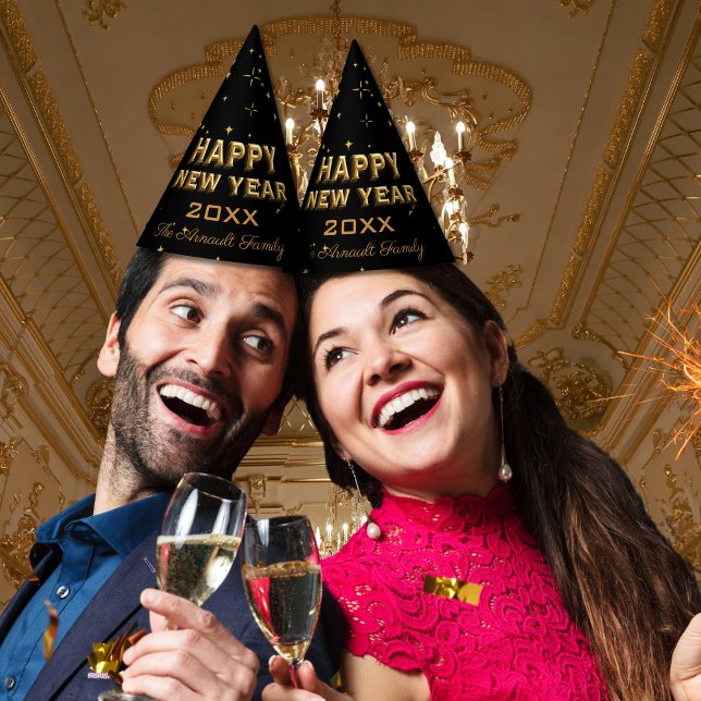Chapéu De Festa Estrelas e Faíscas Douradas do feliz ano novo (Criador carregado)