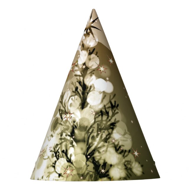 Chapéu De Festa Estrelas Shinle Sparkle da Árvore do Ouro de Natal (Frente)