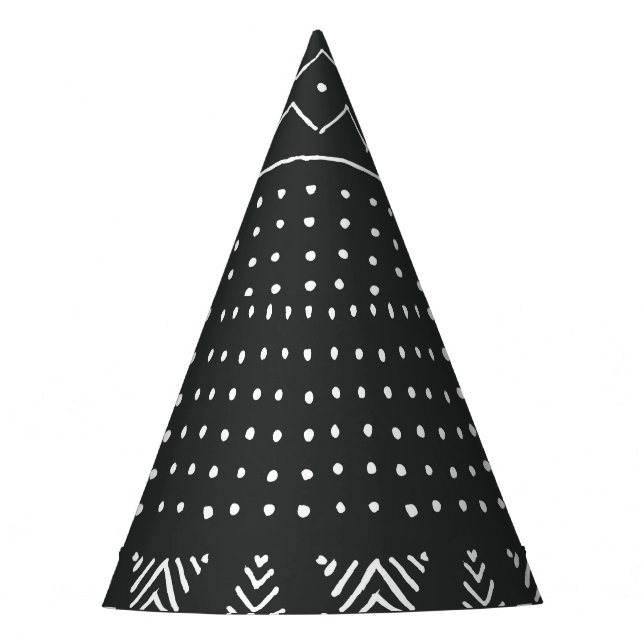 Chapéu De Festa Etnia tribal: padrão branco negro. (Frente)