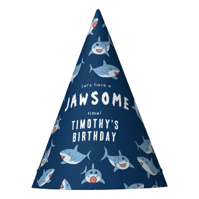 Chapéu De Festa Excelente-branco-tubarão-branco-Festa de aniversár (Frente)