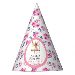 Chapéu De Festa Fada Primeira Aquarela primeiro aniversario Floral