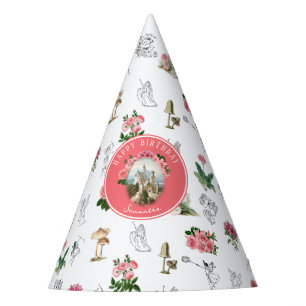 Chapéu De Festa Fairies Pink Floral Mushroom Fairy Castle Birthday