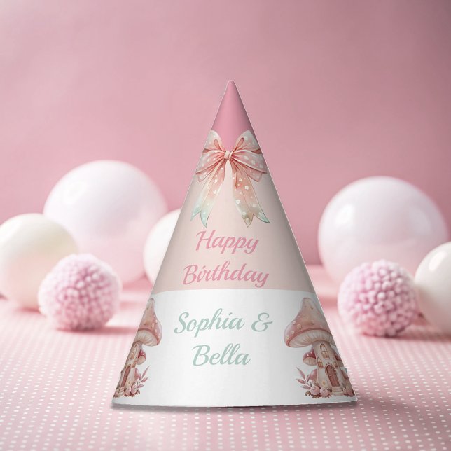 Chapéu De Festa Fairy Girls Mushroom House Gêmeos de fita Aniversá (Criador carregado)