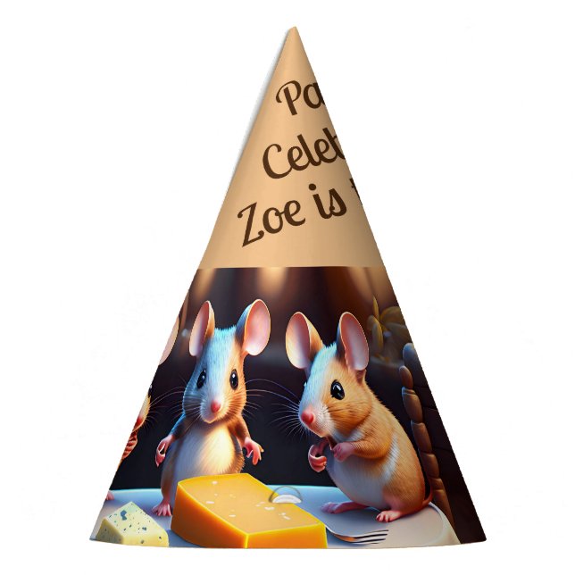 Chapéu De Festa Família de mouse na mesa de jantar, Aniversário de (Esquerda)