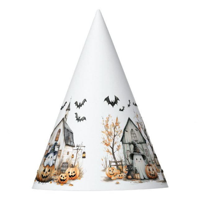 Chapéu De Festa Fantasma Branco e Laranja, de outono (Frente)