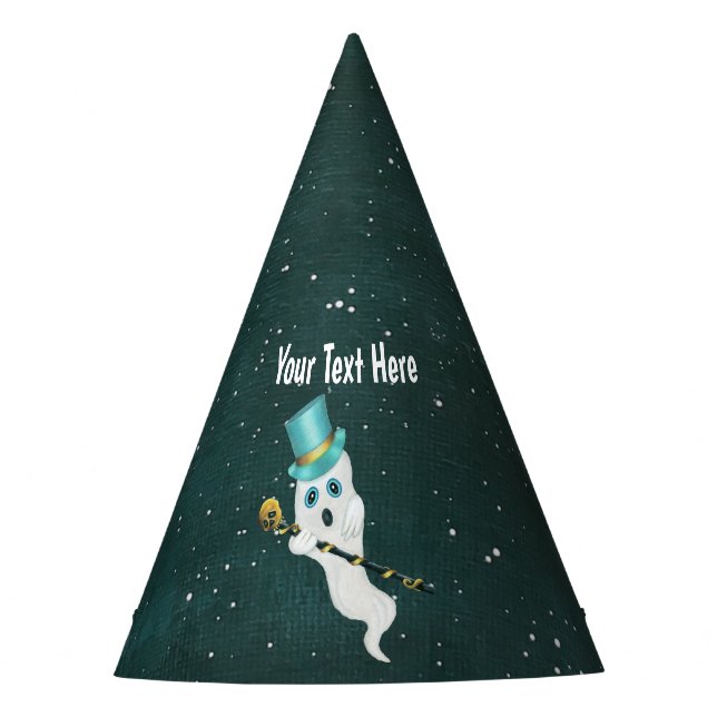 Chapéu De Festa Fantasma Flutuante Engraçado Vestindo Cabeça Azul  (Frente)