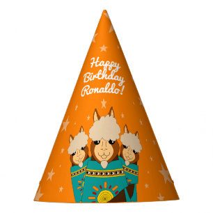 Chapéu De Festa Feliz Aniversário Bonito Alpacas em Serapos Teais