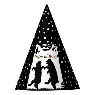 Chapéu De Festa Feliz aniversário dançando ursos negros Bolinhas b