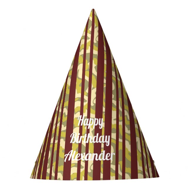 Chapéu De Festa Feliz Aniversário de Qualquer Idade com Padrão de  (Frente)