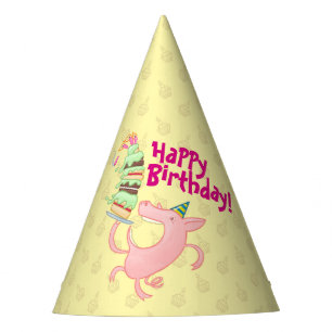 Chapéu De Festa Feliz Aniversário do Porco Engraçado! Cartoon de B