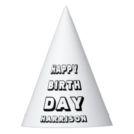 Chapéu De Festa Feliz Aniversário negro branco nome personalizado