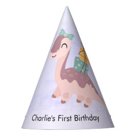 Chapéu De Festa Feliz carregando Brachiosaur Dinossaur, roxo