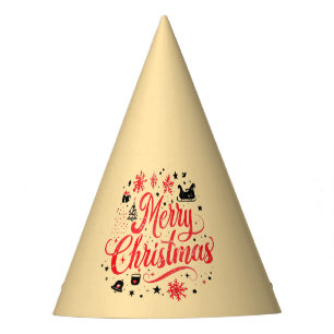 Chapéu De Festa Feliz Natal Moderno Design Vermelho e Branco