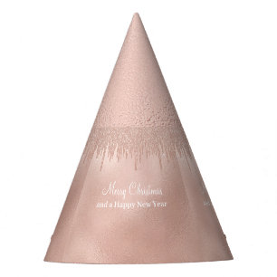 Chapéu De Festa Feliz Natal - Rosa Dourada Garota de Vidro