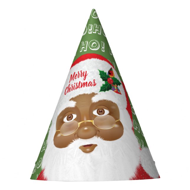 Chapéu De Festa Feriado de Natal afro-americano Santa Claus (Frente)